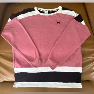 EUC PINK Victoria’s Secret Pink Vintage Varsity Crew Oversized Sweatshirt Medium